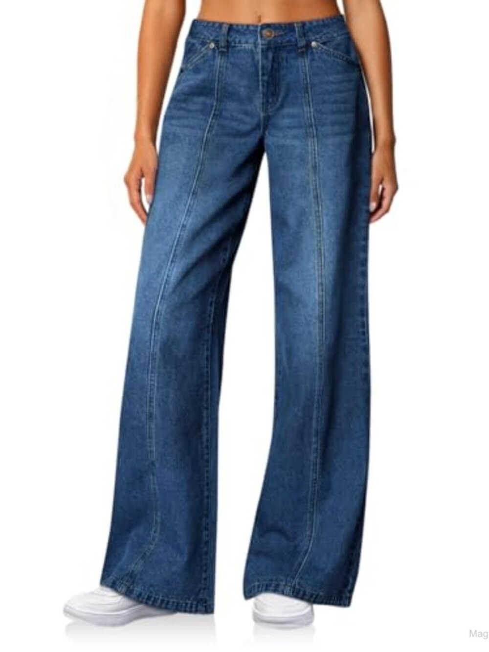 High Waisted Wide Leg Jeans Stretchy Baggy Denim Pants Women Five Pockets